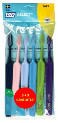 TePe Select 6 Brosses à Dents Soft dont 3 Offertes