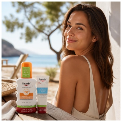 Eucerin Sun Protection Sensitive Protect Spray SPF50+ 200 ml + Relief Gel-Crème Après-Soleil 50 ml Offert