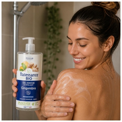 Natessance Gel Douche Stimulant Gingembre Toutes Peaux Bio 1 L