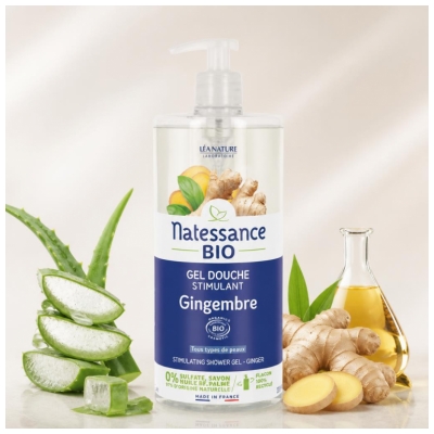 Natessance Gel Douche Stimulant Gingembre Toutes Peaux Bio 1 L