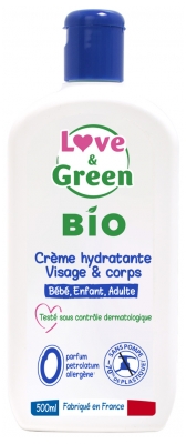 Love & Green Crème Hydratante Visage & Corps Certifié Bio Sans Parfum 500 ml