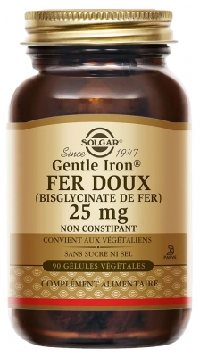 Solgar Fer Doux (Bisglycinate de Fer) 90 Gélules Végétales