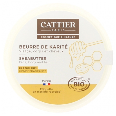 Cattier Beurre de Karité Parfum Miel Visage Corps Cheveux Bio 100 g