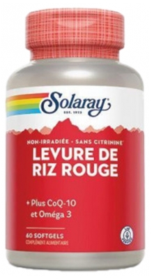 Solaray Levure de Riz Rouge + Co Q10 + Oméga 3 - 600 / 30 / 500 mg - 60 Softgels