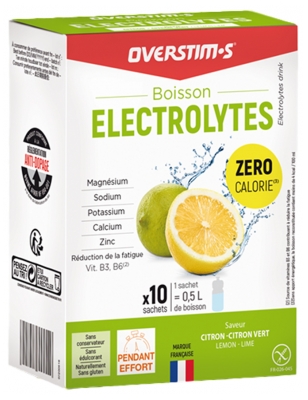 Overstims Boisson Électrolytes Zéro Calorie Citron-Citron Vert (10 Sachets)