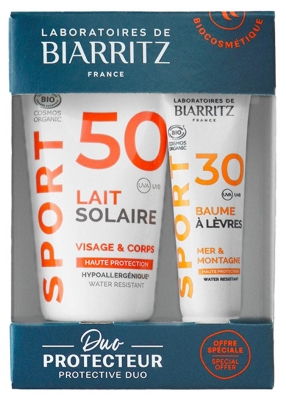 Laboratoires de Biarritz Sport Lait Solaire SPF50 Bio 50 ml + Baume Lèvres SPF30 Bio 15 ml
