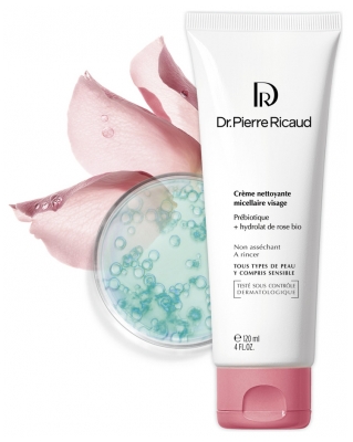 Dr Pierre Ricaud Crème Nettoyante Micellaire Visage Prébiotique + Hydrolat de Rose Bio 120 ml