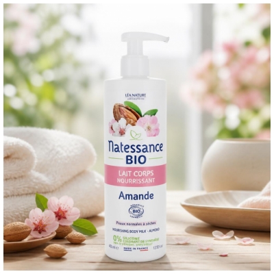 Natessance Lait Corps Nourrissant Amande Peaux Normales à Sèches Bio 400 ml