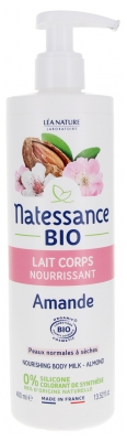 Natessance Lait Corps Nourrissant Amande Peaux Normales à Sèches Bio 400 ml
