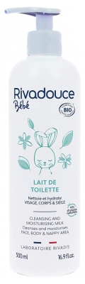 Rivadouce Bébé Lait de Toilette Visage Corps & Siège Bio 500 ml