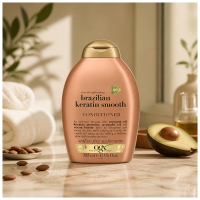 Ogx Après-Shampoing Kératine du Brésil Cheveux Bouclés 385 ml