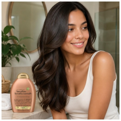 Ogx Après-Shampoing Kératine du Brésil Cheveux Bouclés 385 ml