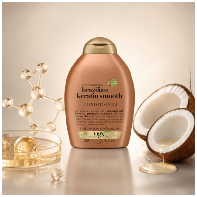 Ogx Après-Shampoing Kératine du Brésil Cheveux Bouclés 385 ml