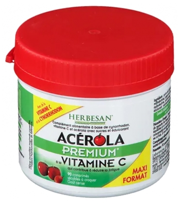 Herbesan Acerola Premium Maxi Pot - 90 Comprimés à Croquer