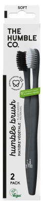 The Humble Co. 2 Brosses à Dents Souples en Matière Végétale - Couleur : Noir - Blanc