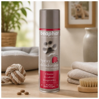 Beaphar Spray Déodorant au Parfum de Fruits Rouges - 250 ml