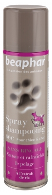 Beaphar Spray Shampooing Sec Sans Rinçage à l'Extrait de Riz - 250 ml