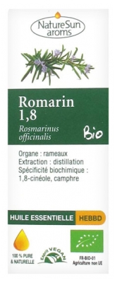 Huile Essentielle Bio de Romarin 1,8 (Rosmarinus officinalis) - 10 ml