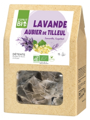 Esprit Bio Lavande - Aubier de Tilleul à Infuser Bio Détente 15 Sachets Pyramides