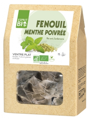 Esprit Bio Fenouil - Menthe Poivrée à Infuser Bio Ventre Plat 15 Sachets Pyramides