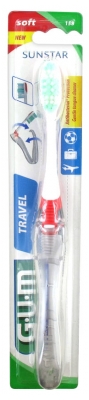 Gum Brosse à Dents Voyage Travel Souple Compacte - Couleur : Rouge