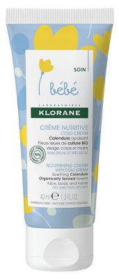 Klorane Calendula Bébé - Crème Nutritive Au Cold Cream Et ? Peau Sèche et Trèsèche 40 ml