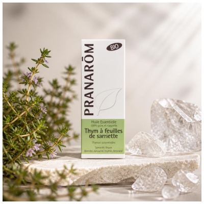 Pranarôm Huile Essentielle Thym à Feuilles de Sarriette Bio Thymus Satureioides Sommité Fleurie 10 Ml...