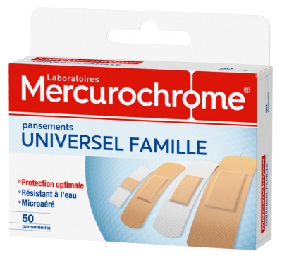 Mercurochrome Pansements Universel Famille 50 Unités
