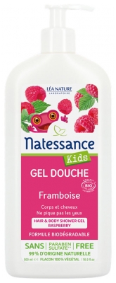 Natessance Gel Douche Corps et Cheveux Kids Framboise