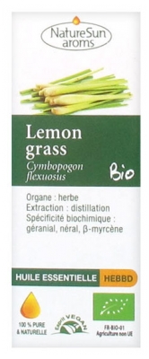 Huile Essentielle Lemongrass (Cymbopogon flexuosus) Bio 10 ml - Puissant Arôme Citronné Purifiant