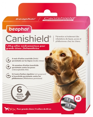 Beaphar Canishield 1,04 g Collier Médicamenteux Pour Grands Chiens 
à la Deltaméthrine - 2 Colliers