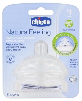 Chicco Tétine Naturalfeeling Droite - Flux Variable - 4M+ - X2