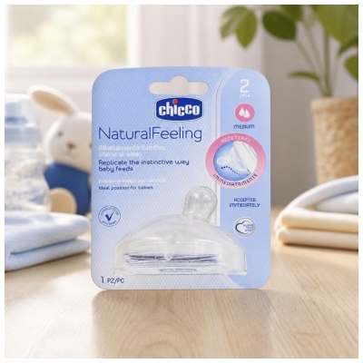 Chicco Tétine Naturalfeeling Inclinée - Flux Moyen - 2M+ - X1