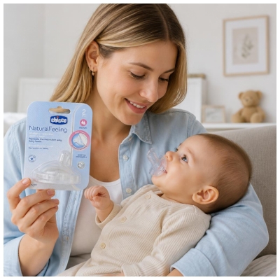 Chicco Tétine Naturalfeeling Inclinée - Flux Moyen - 2M+ - X1