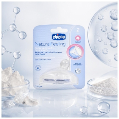 Chicco Tétine Naturalfeeling Inclinée - Flux Moyen - 2M+ - X1