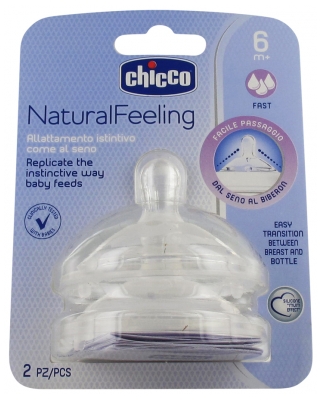 Chicco Tétine Naturalfeeling Droite - Flux Rapide - 6M+ - X2