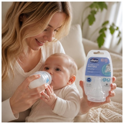 Chicco Tétine Physiologique Anti-Coliques Silicone - Flux Rapide - 4M+ - X2