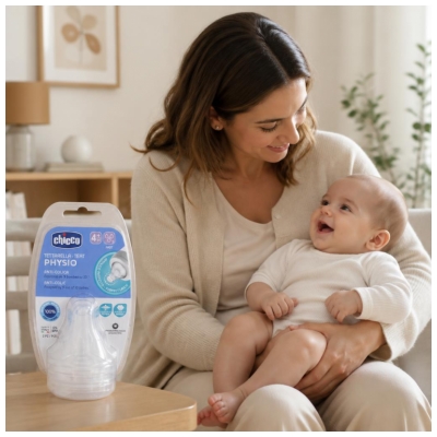Chicco Tétine Physiologique Anti-Coliques Silicone - Flux Rapide - 4M+ - X2