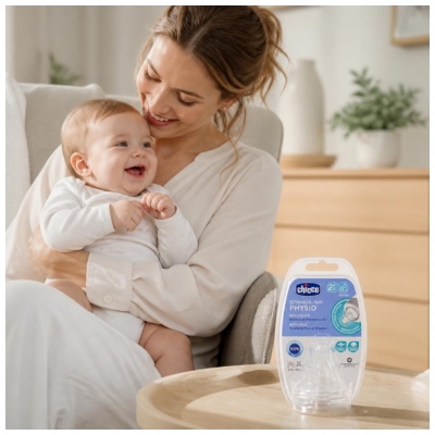 Chicco Tétine Physiologique Anti-Coliques Silicone - Flux Moyen - 2M+ - X2