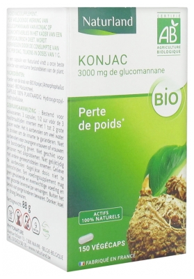 Naturland Konjac Bio 150 Gélules Végétales - Complément Alimentaire à Base de Konjac Bio