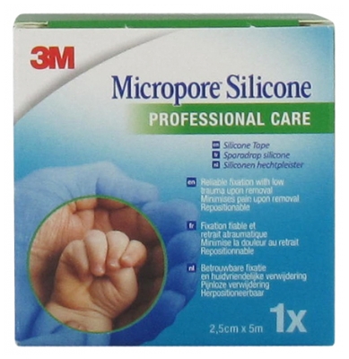 3M Micropore™ Sparadrap Atraumatique et Repositionnable Silicone 5 m X 2,50 cm