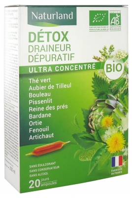 Ampoules Détox Draineur Bio - 30 Ampoules de 15 ml