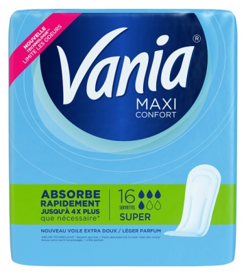 Vania Serviettes Hygiéniques Maxi Confort Super 16 Serviettes