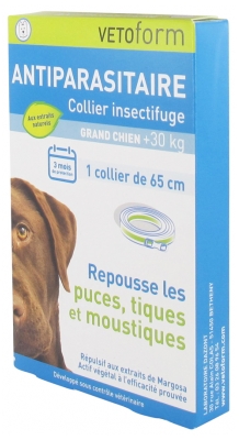 Vetoform Collier Antiparasitaire Insectifuge Grand Chien > 30 kg - 65 cm