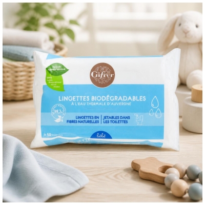 Gifrer Lingettes Biodégradables à L'eau Thermale d'Auvergne X60