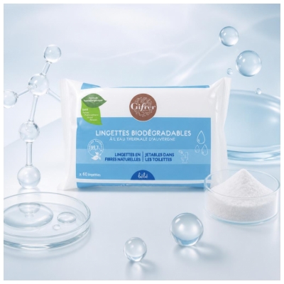 Gifrer Lingettes Biodégradables à L'eau Thermale d'Auvergne X60
