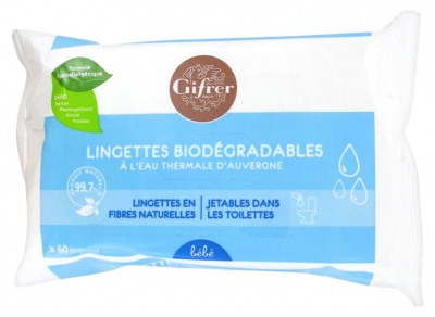 Gifrer Lingettes Biodégradables à L'eau Thermale d'Auvergne X60