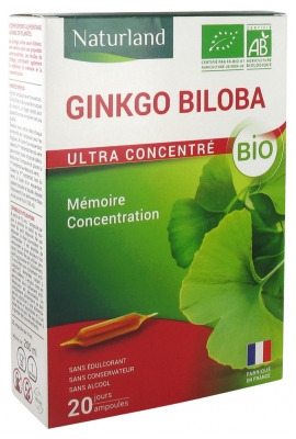 Ginkgo Biloba Bio 20 Ampoules - Complément alimentaire bio pour la mémoire et la circulation
