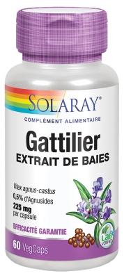 Solaray Gattilier (Vitex) - 225 mg Standardisé - à 0,5% d'Agnosides - 60 Caps. Vég.