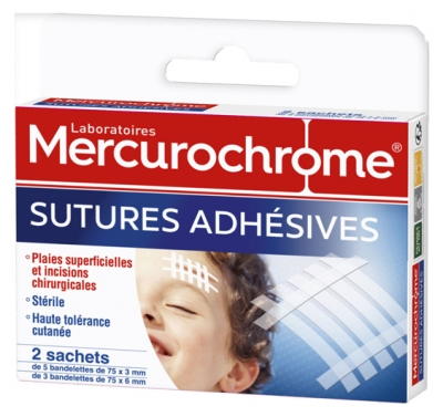 Mercurochrome Strips Sutures Adhésives 16 Unités